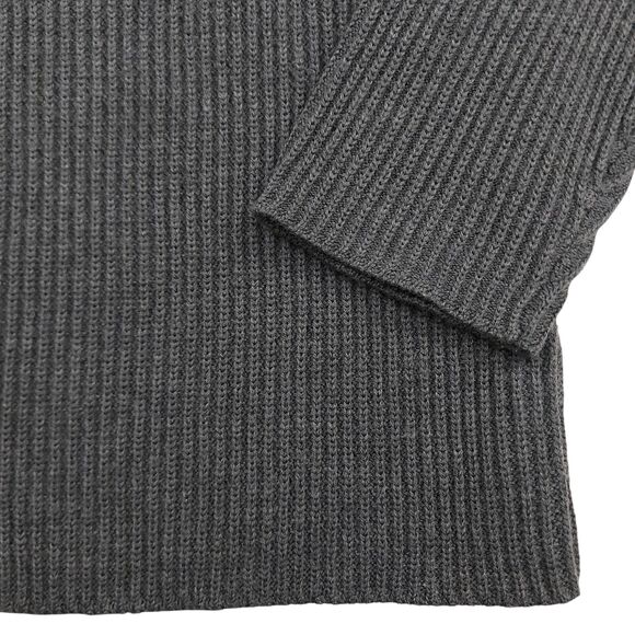 Banana Republic Sweater Men XL Gray Wool Ribbed Pullover Heavyweight Epaulettes - Picture 8 of 12